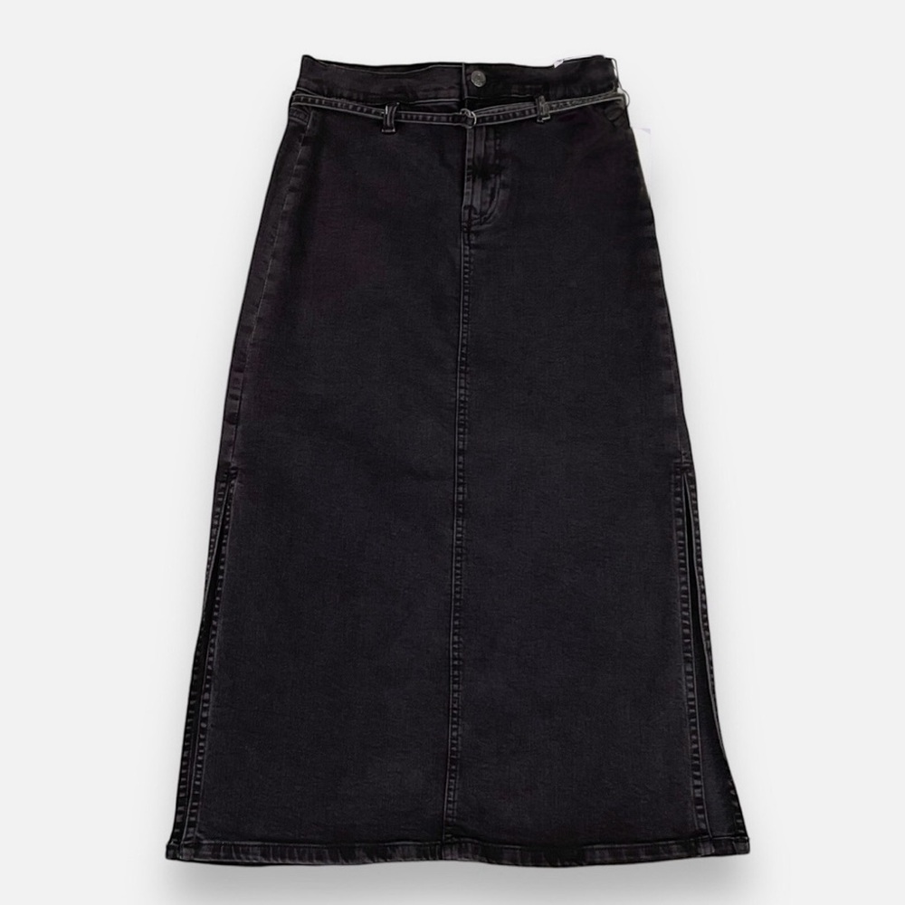 Calvin Klein Denim Skirt High Rise Denim Side Slits Stretch 12/31 NWOT